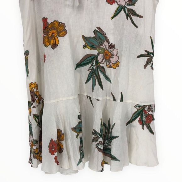 Free People Summer in Tulum Cream Floral Bow Tie Back Printed Top size Medium - Picture 8 of 14